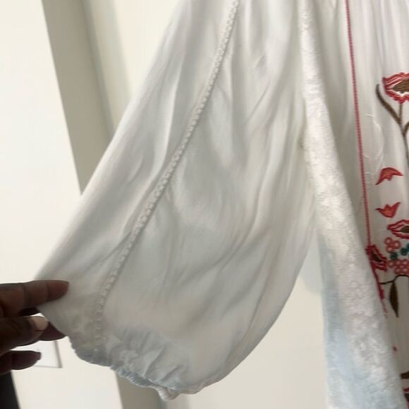 Boho Me White Embroided Blouse M - Picture 4 of 8